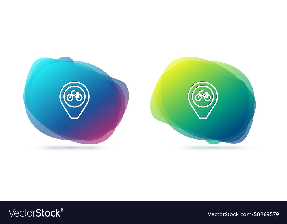 Set line map pointer with bicycle icon isolated vector image Set line map pointer with bicycle icon isolated