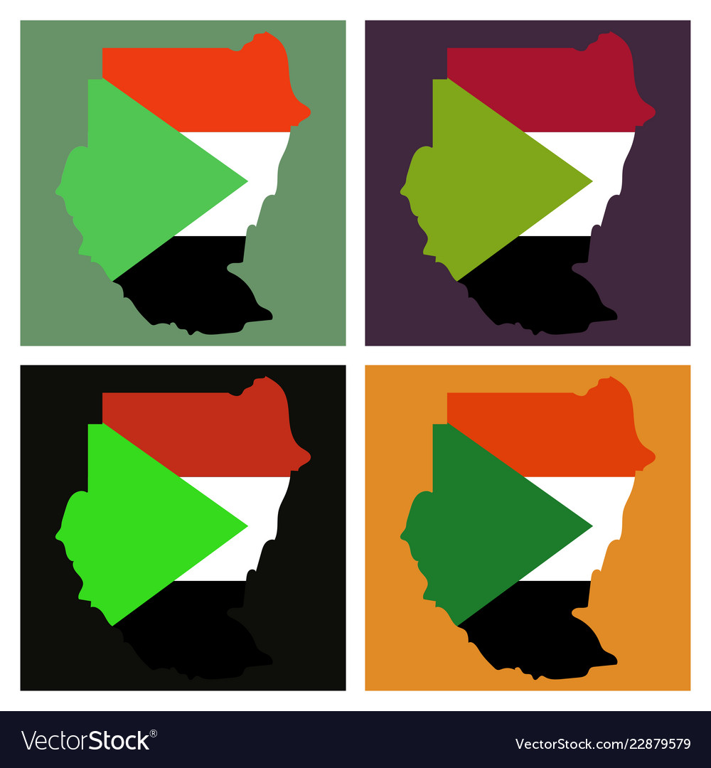 Sudan flag and map on the gray background