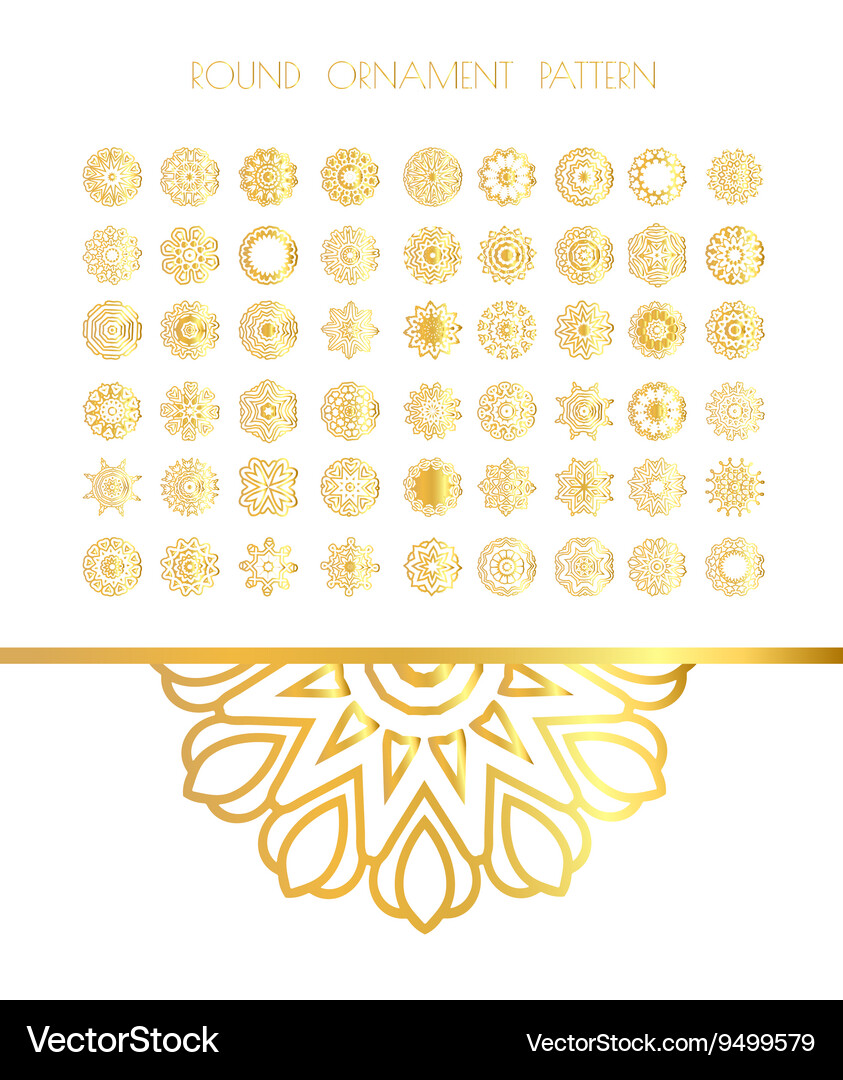 Traditional golden decor on white background Vector Image