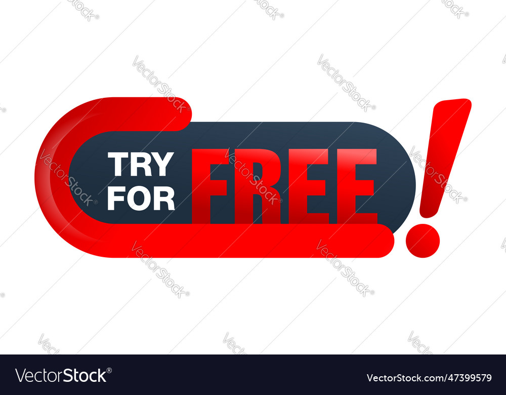 Try for free red badge special offers vector image Try for free red badge special offers