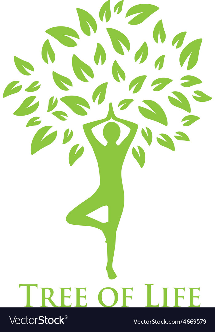 Woman In Yoga Tree Asana Sport On Wave Background Royalty Free SVG