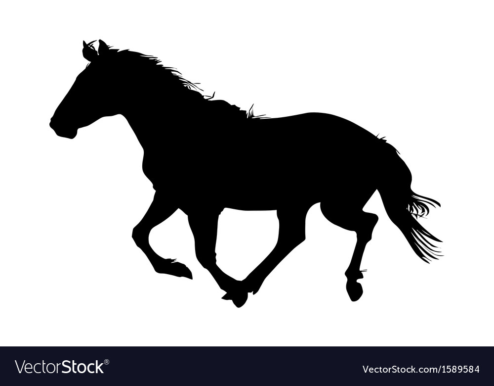 Black Horse Silhouette Running
