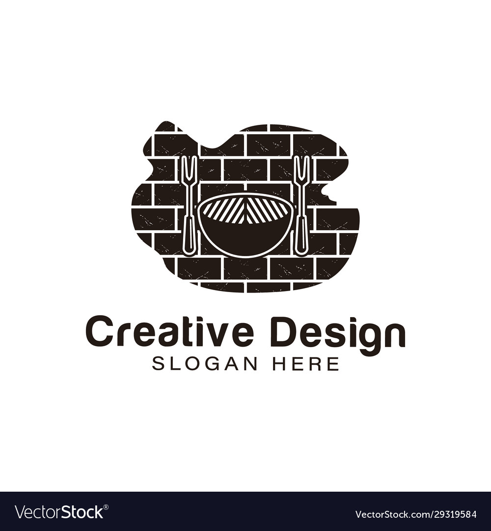 Brick bbq logo ideas inspiration design vector image Brick bbq logo ideas inspiration design