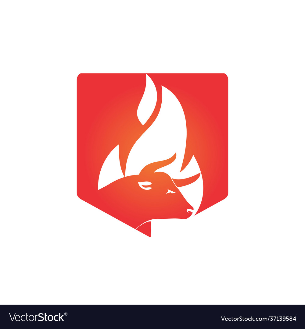 Bull fire logo design template