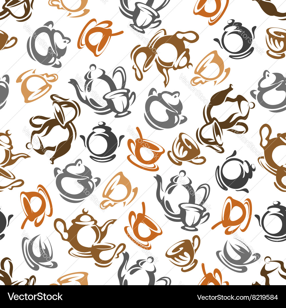 Coffee and tea cups seamless pattern Royalty Free Vector