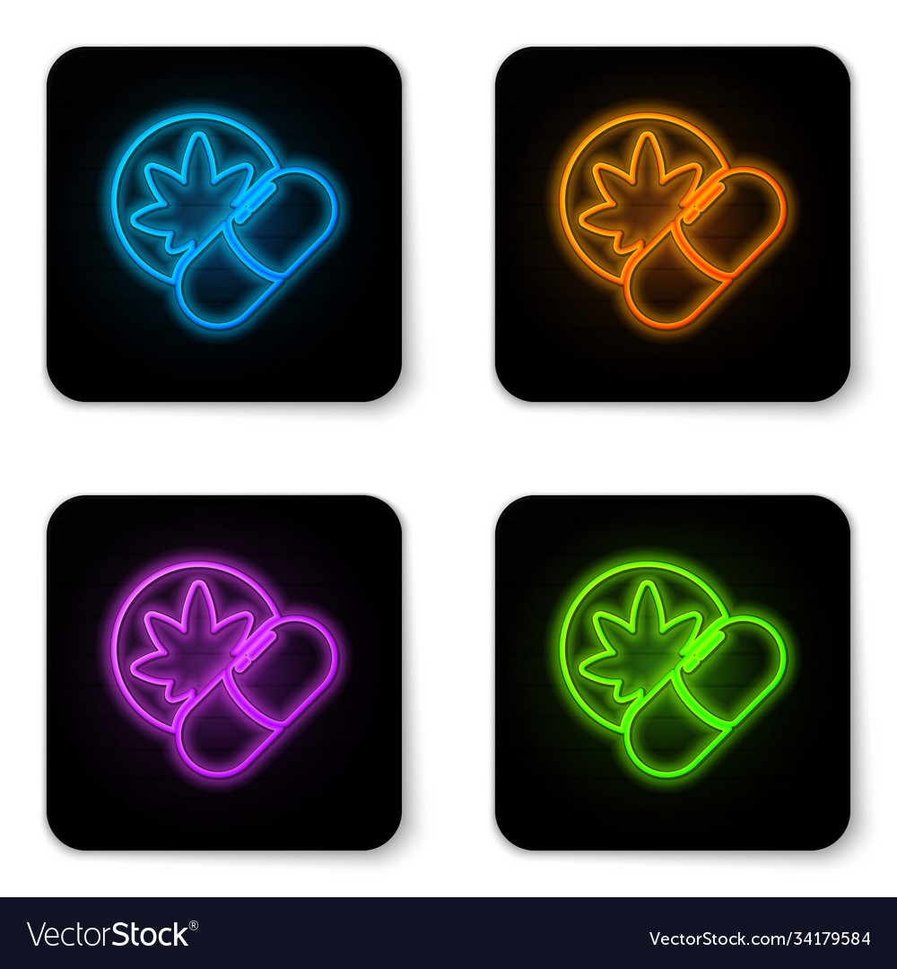 Glowing neon herbal ecstasy tablets icon isolated vector image Glowing neon herbal ecstasy tablets icon isolated