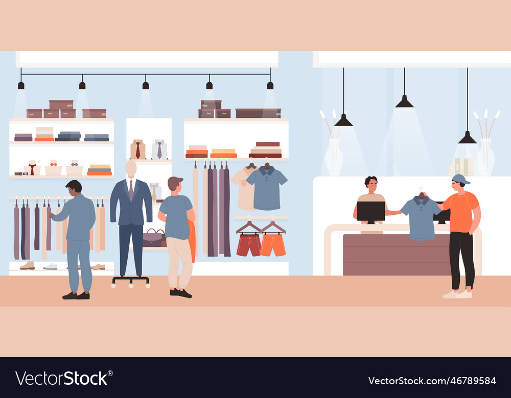 Man shopping in clothing store Royalty Free Vector Image