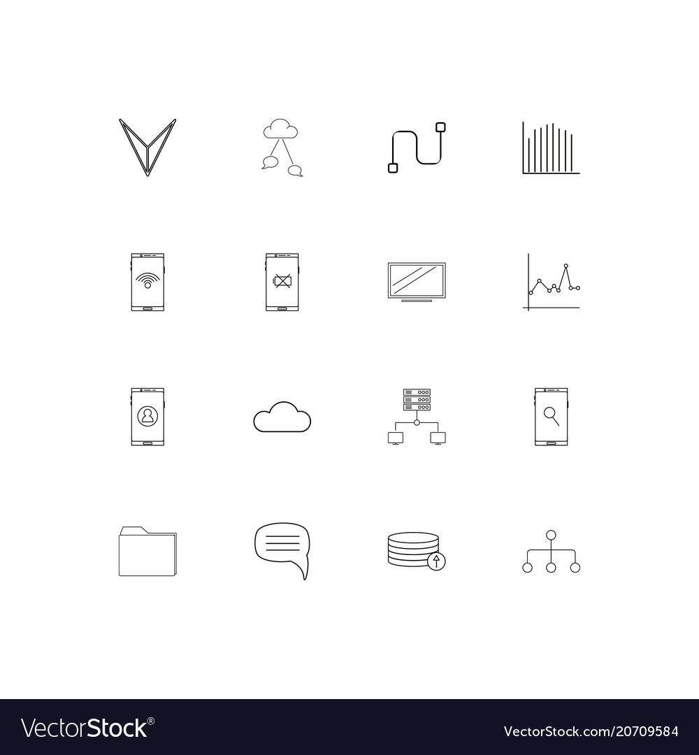 Network and database simple linear icons set