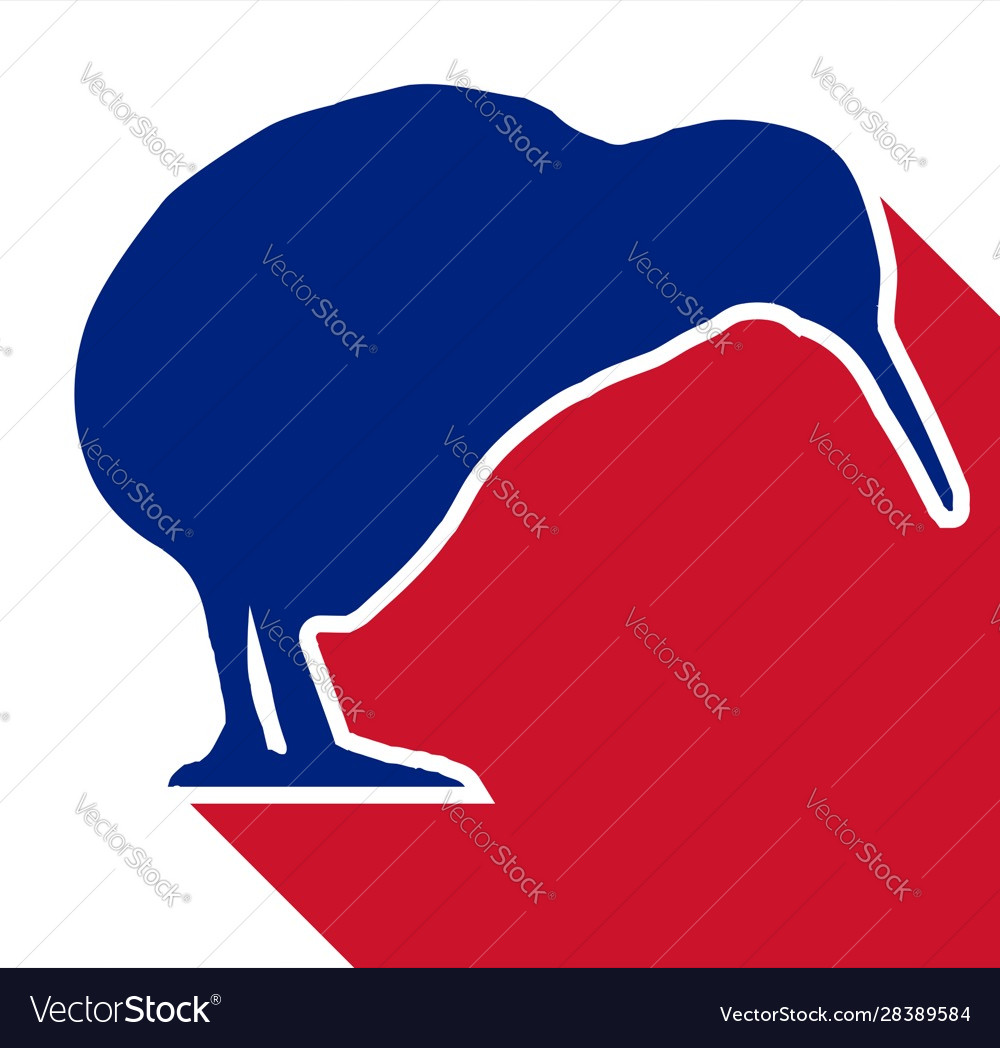 New zealand kiwi silhouette and shadow