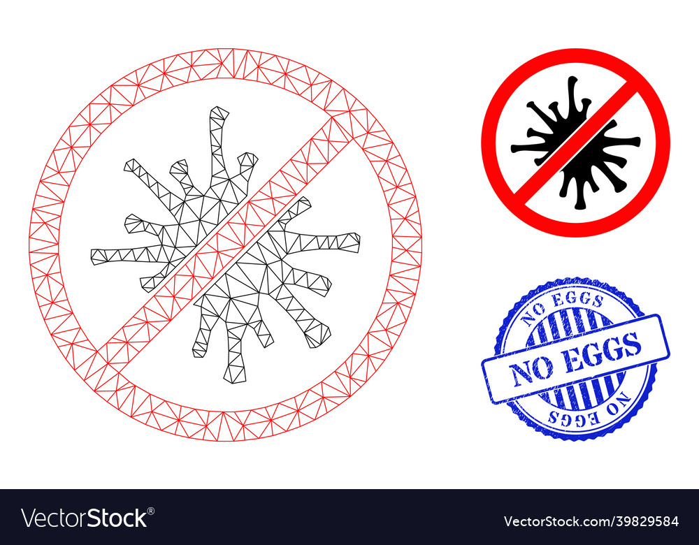No eggs scratched badge and web net forbidden Vector Image No eggs scratched badge and web net forbidden