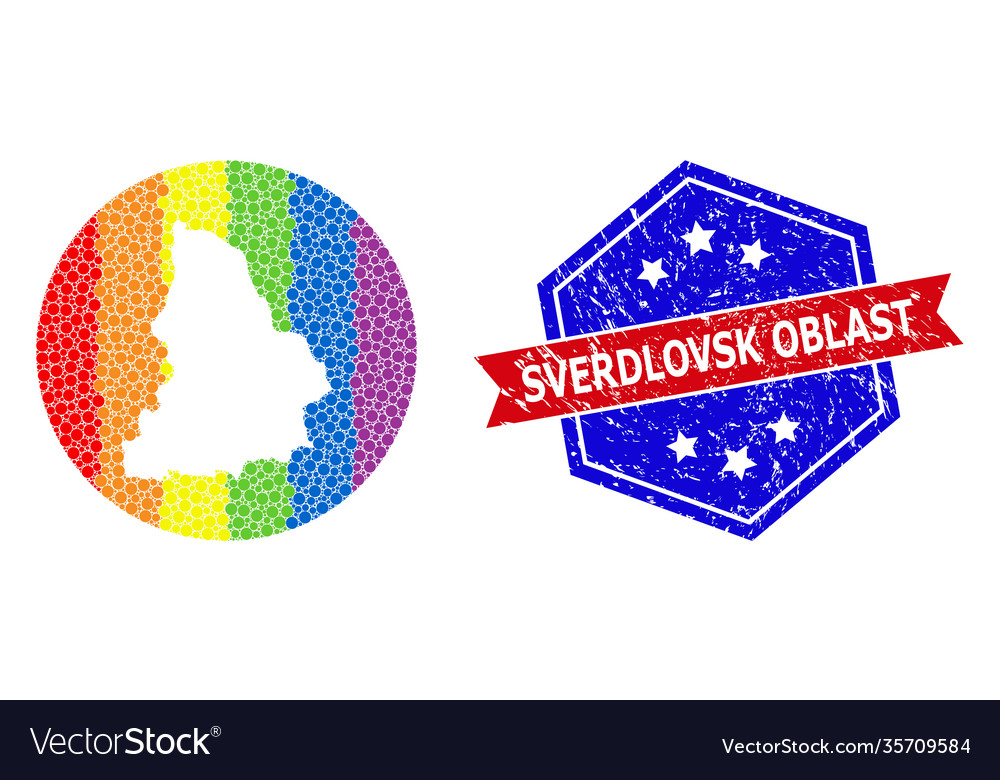 Rainbow colored dotted map sverdlovsk region