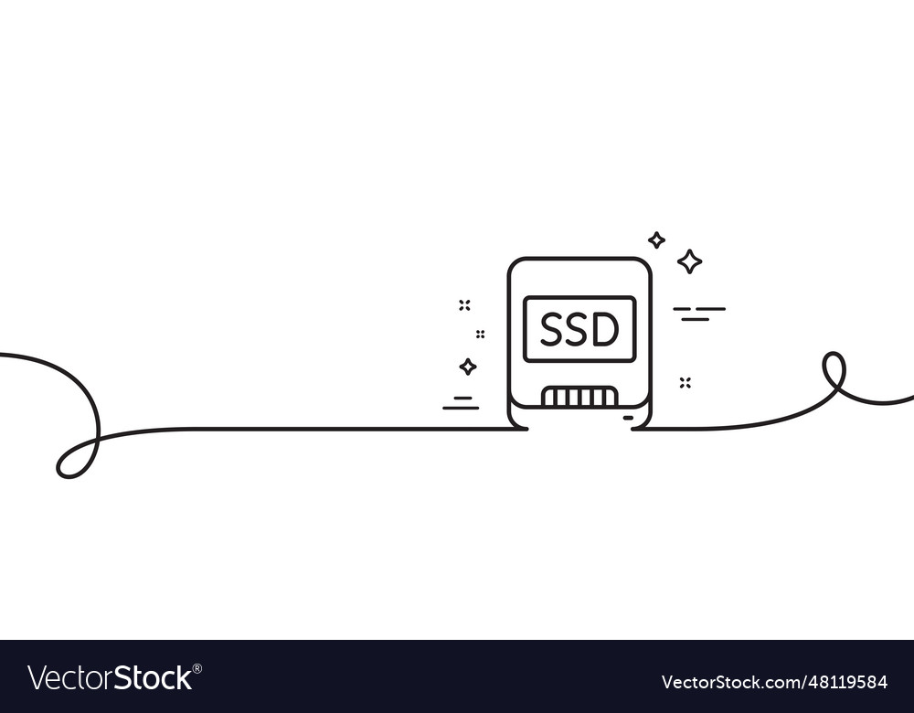 Ssd line icon computer memory component sign