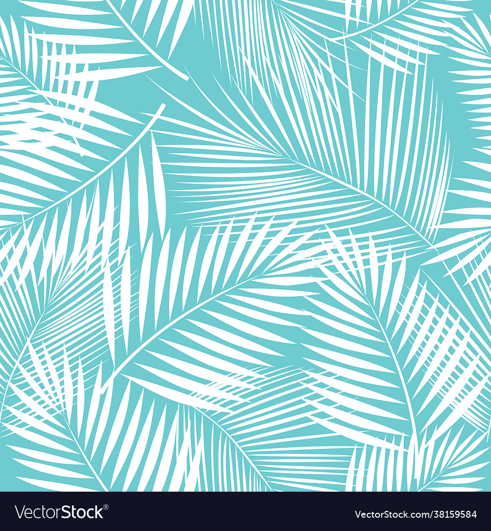 Tropical Palm Leaves and Flowers Pattern