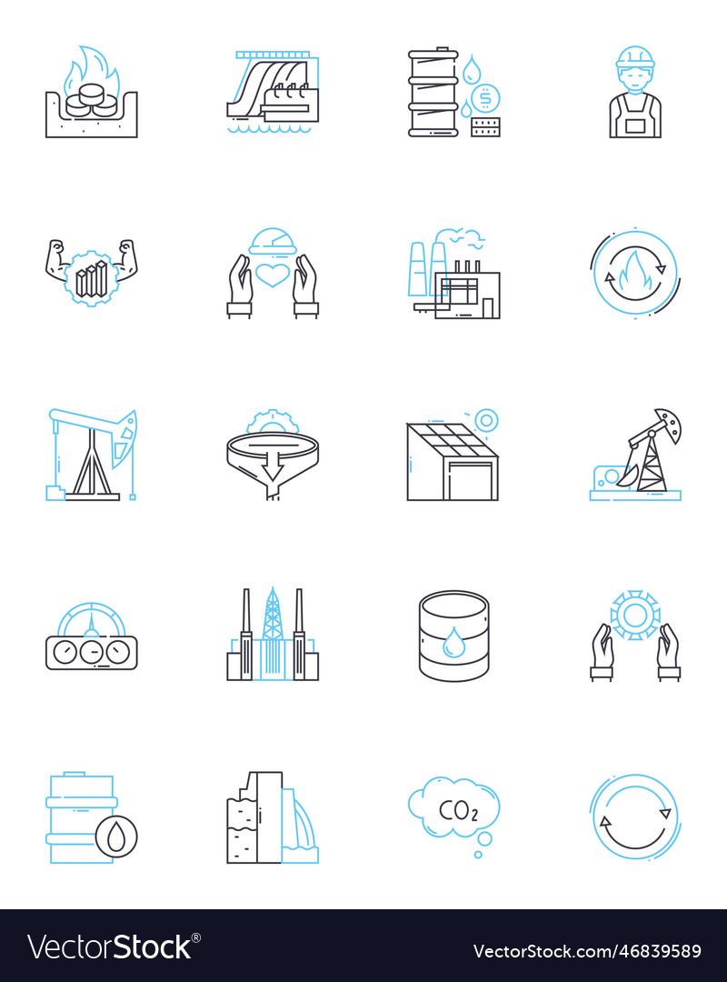 Advanced manufacturing linear icons set