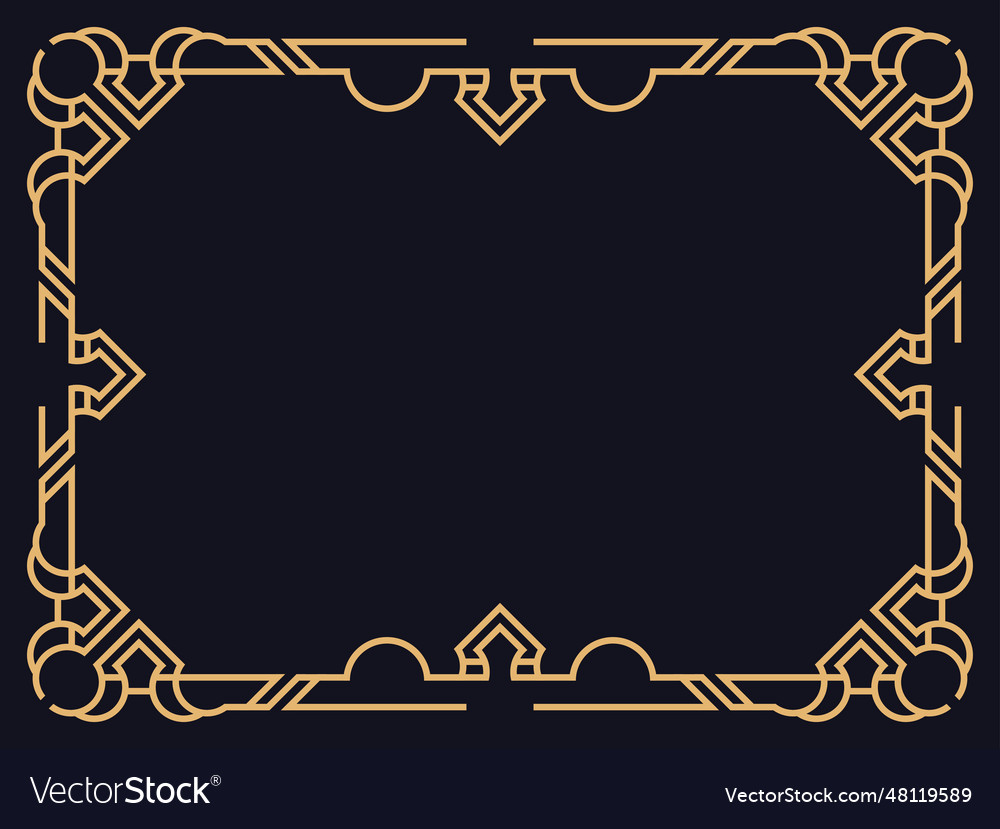 Art deco frame vintage linear border in gold Vector Image