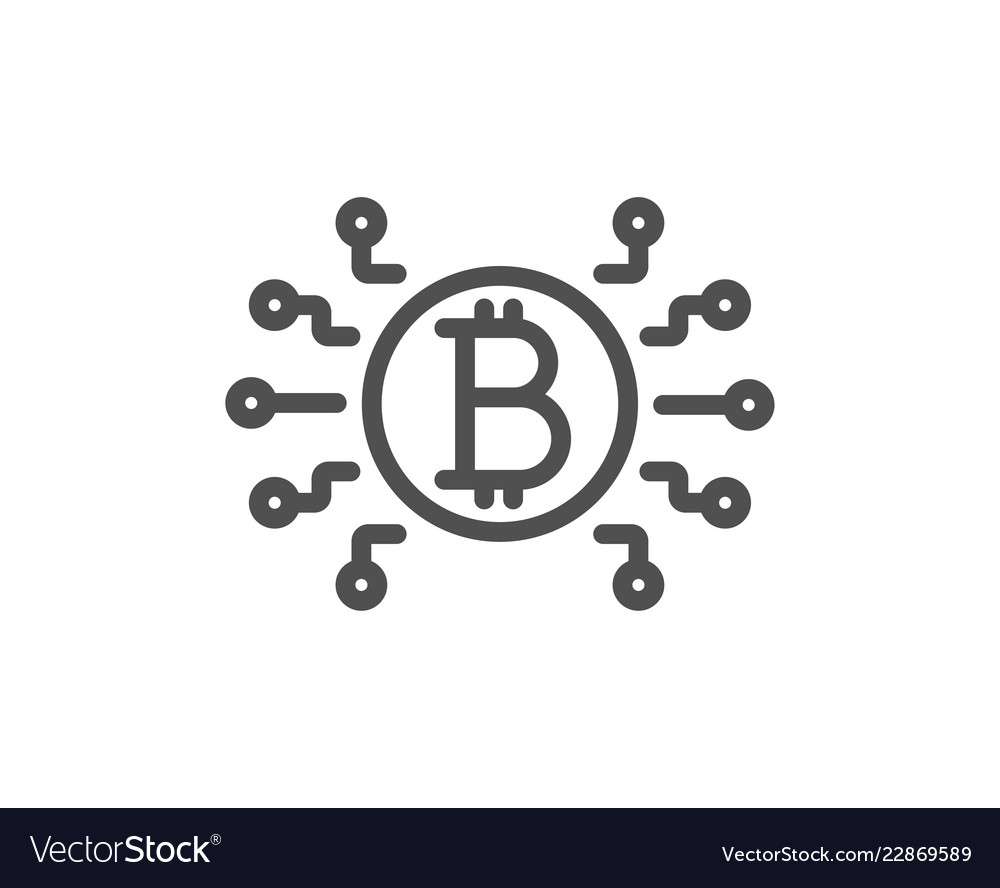 Bitcoin system line icon cryptocurrency scheme