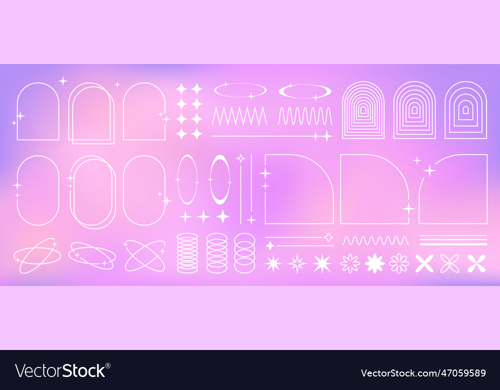 Collection of y2k graphic elements frames Vector Image