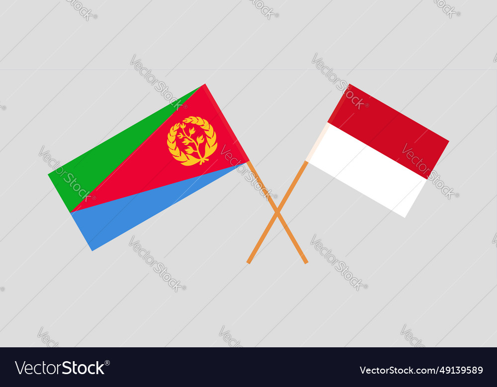 Crossed flags of eritrea and monaco official Vector Image Crossed flags of eritrea and monaco official