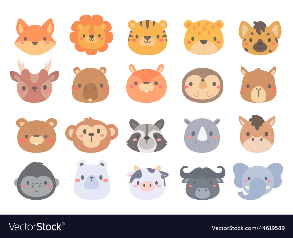 Cute animal cartoon face in the zoo children Vector Image