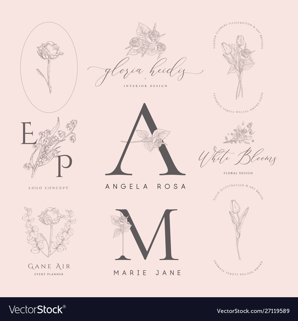 Floral elements for logos frames borders vector image Floral elements for logos frames borders