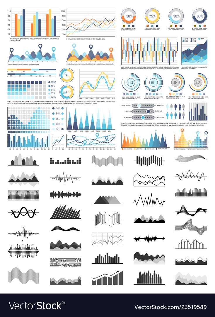 Graphics and flowcharts schemes charts set vector image Graphics and flowcharts schemes charts set