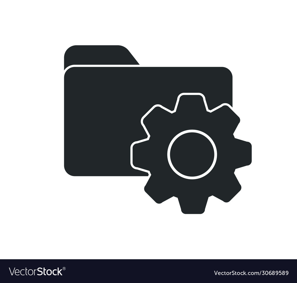 Icon a folder with gear parameter setting vector image Icon a folder with gear parameter setting