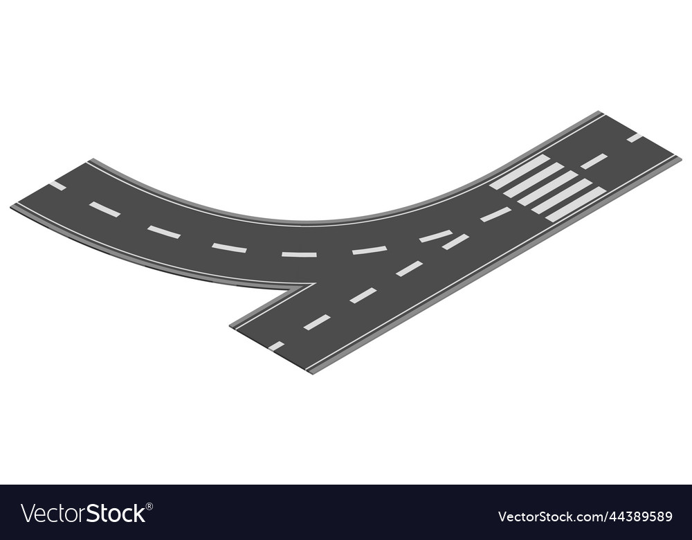 Isometric road element for highway city street map