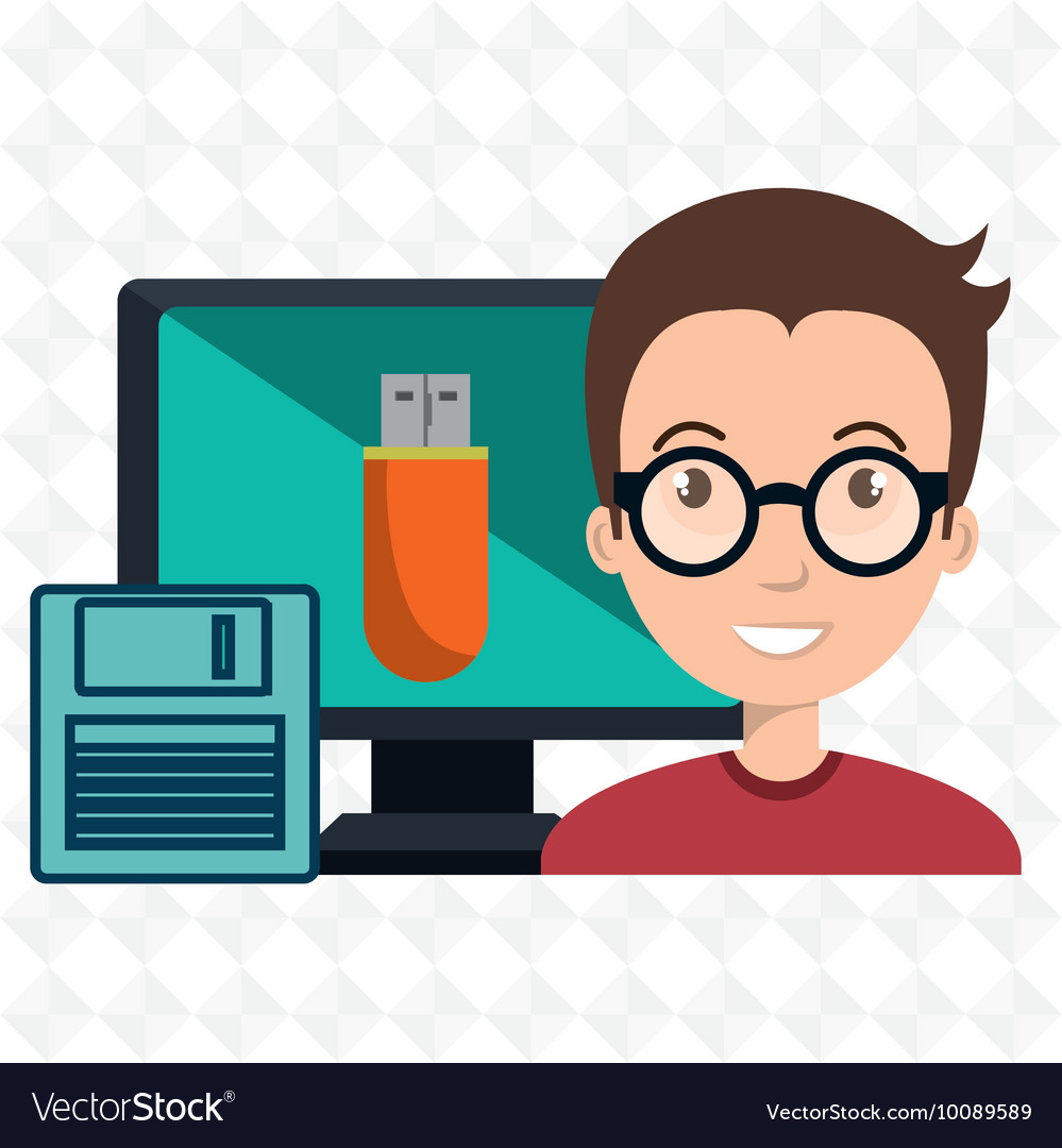 Man computer floppy usb