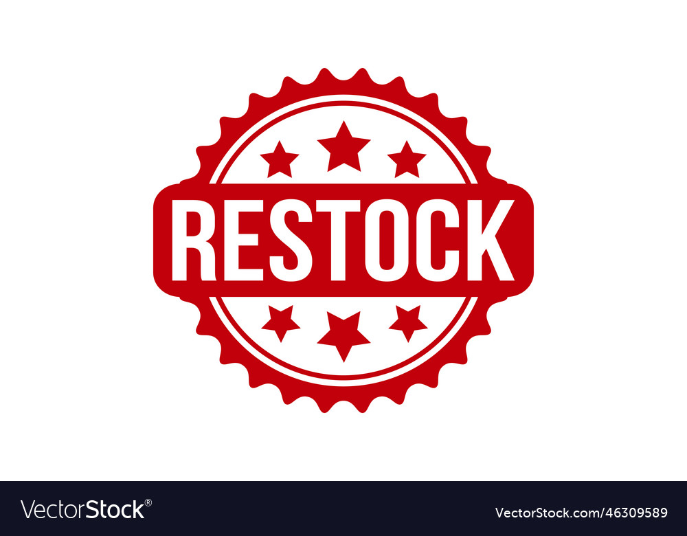 Red restock rubber stamp seal