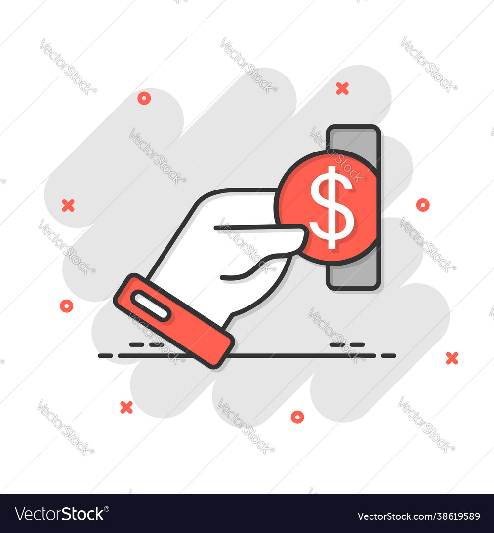 Remuneration icon in comic style money hand