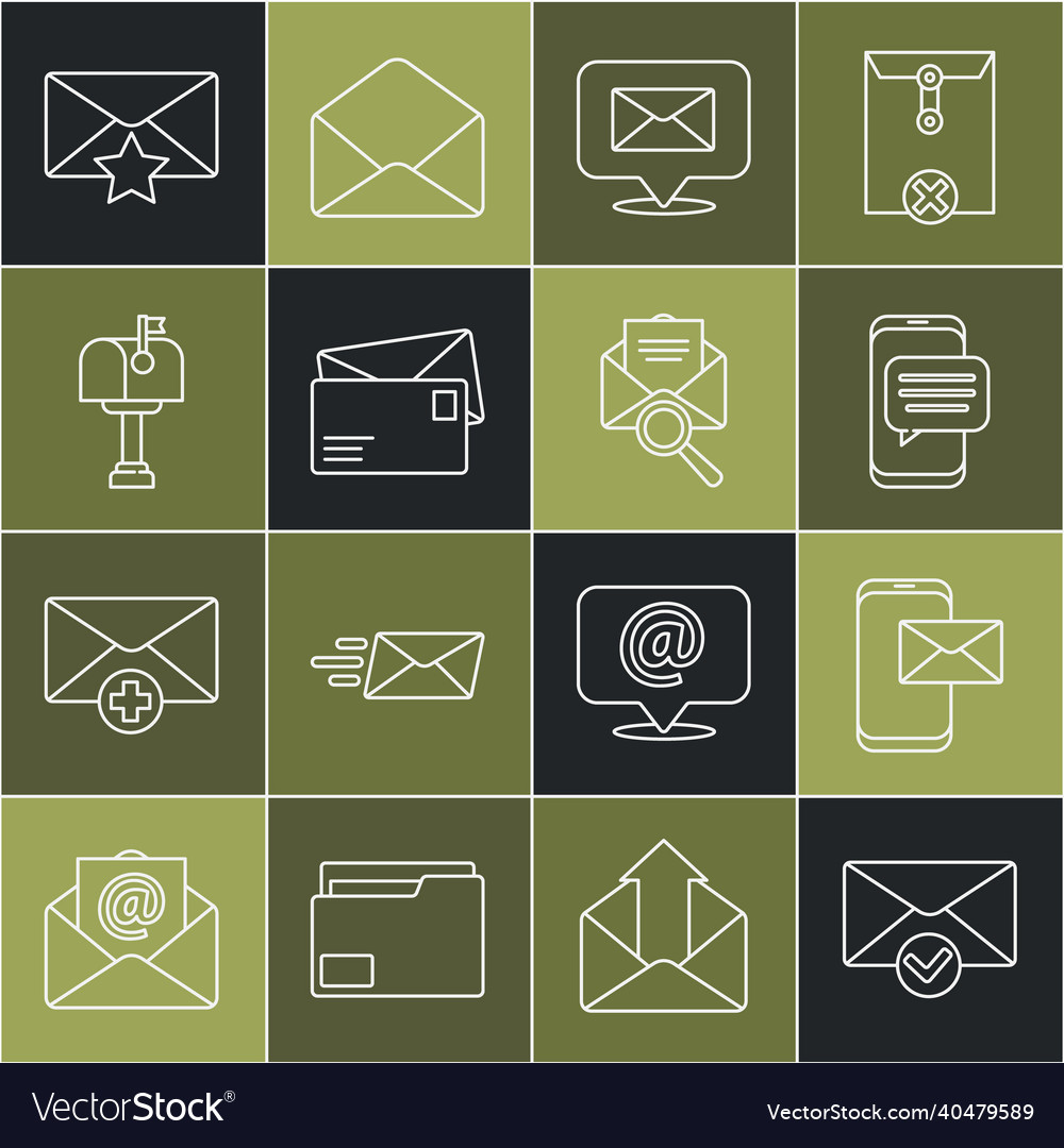 Set line envelope and check mark mobile vector image Set line envelope and check mark mobile