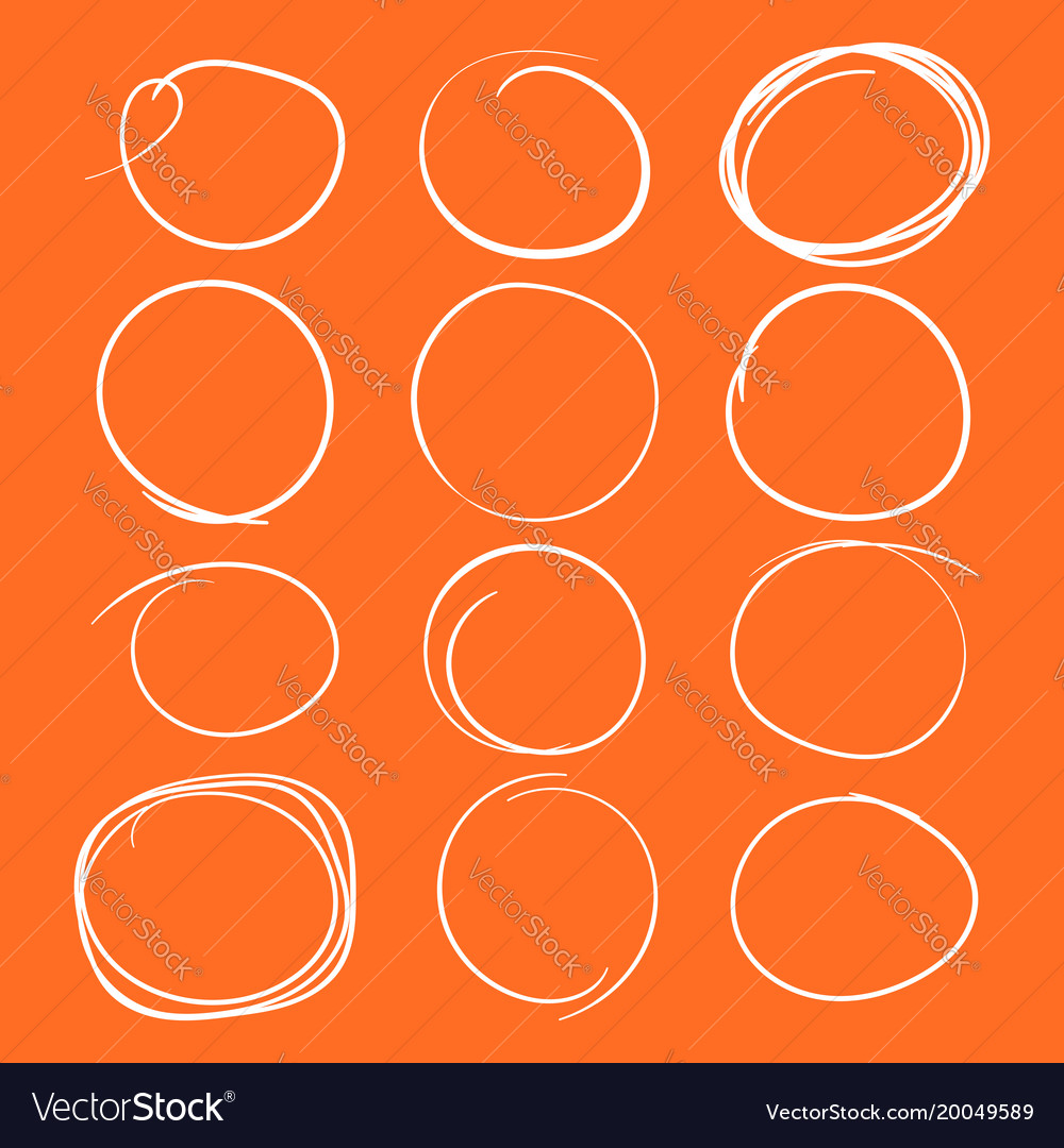 Set of the hand drawn scribble circles element Vector Image