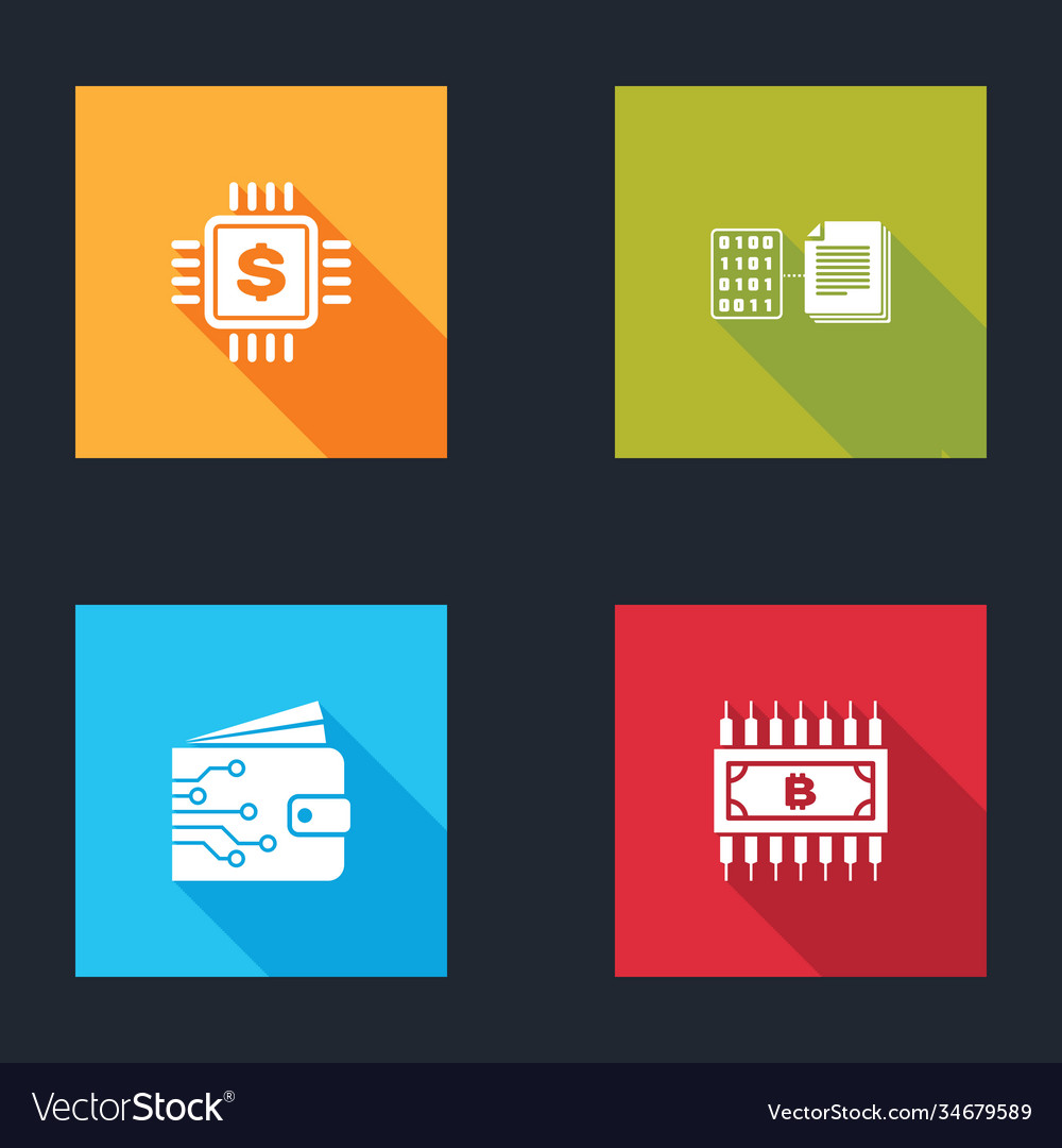 Set processor chip with dollar smart contract vector image Set processor chip with dollar smart contract