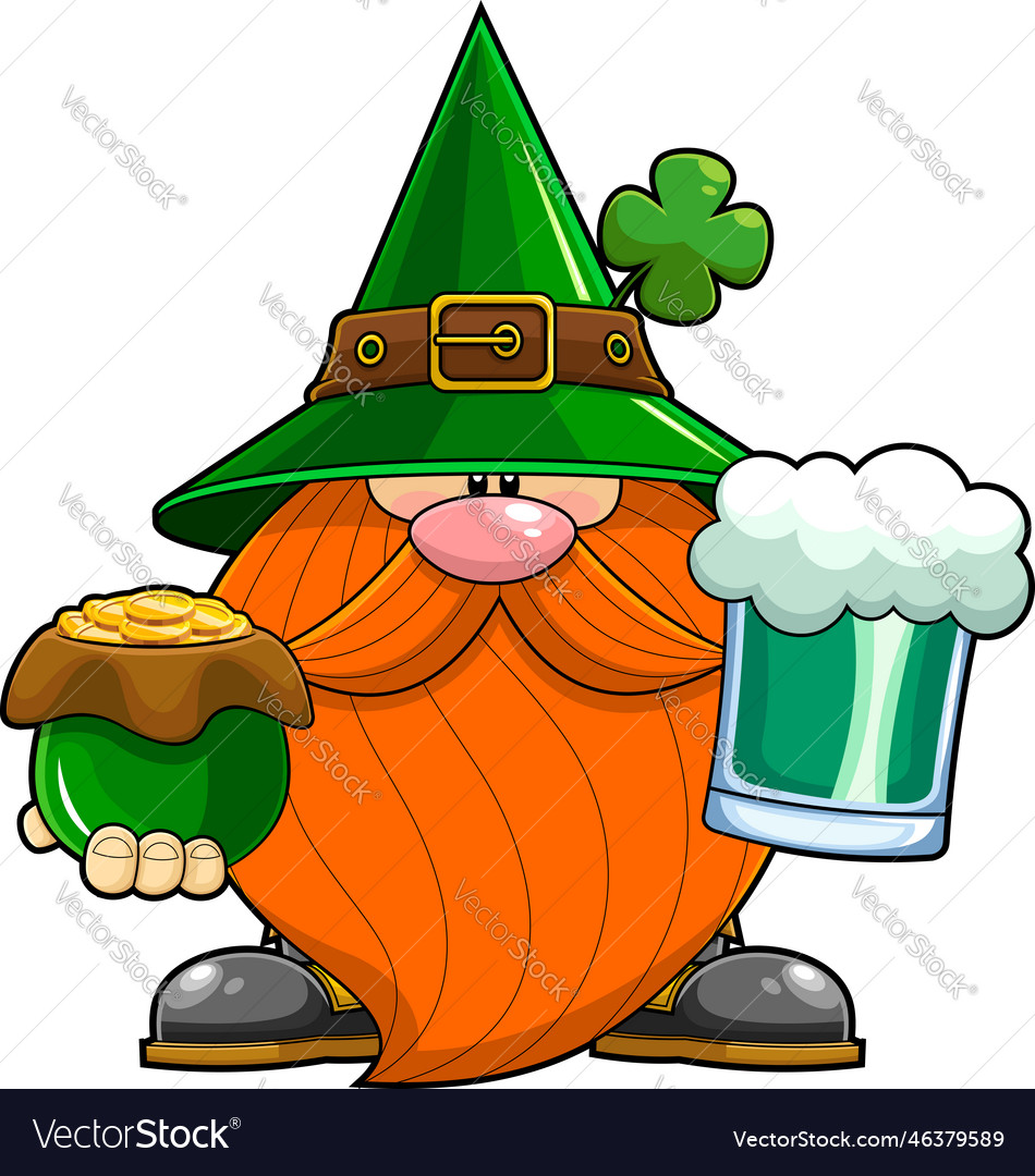 St patricks day gnome cartoon character vector image St patricks day gnome cartoon character