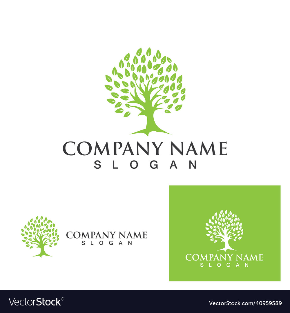 Tree green leaf logo and symbol Royalty Free Vector Image