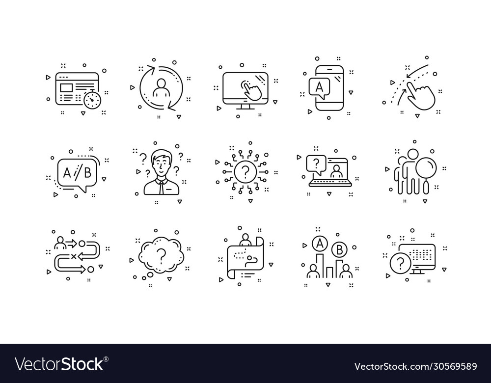 Ux line icons ab testing journey path map vector image Ux line icons ab testing journey path map