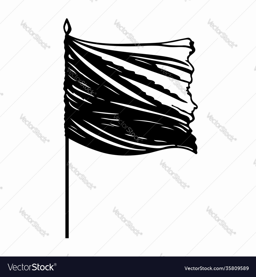 Waving in wind flag on pole