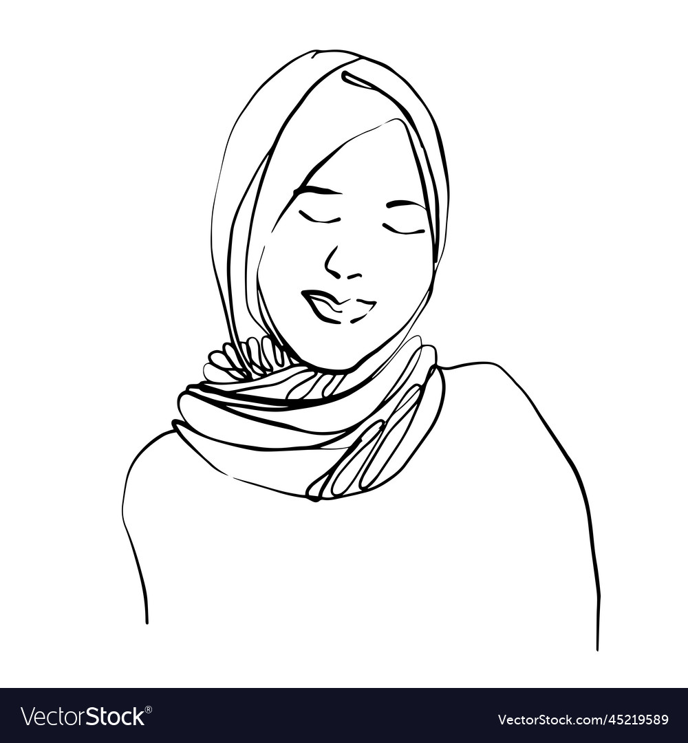 Woman face line drawing and modern abstract Vector Image