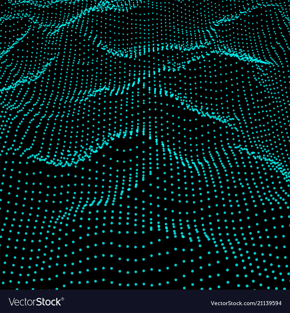 Abstract digital wave grid consist of particles vector image Abstract digital wave grid consist of particles