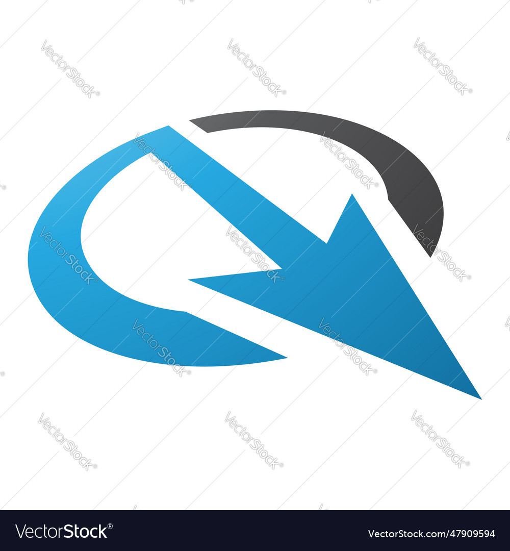 Blue and black arrow shaped letter q icon