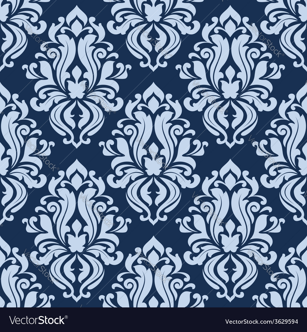 Blue Floral Seamless Pattern Royalty Free Vector Image