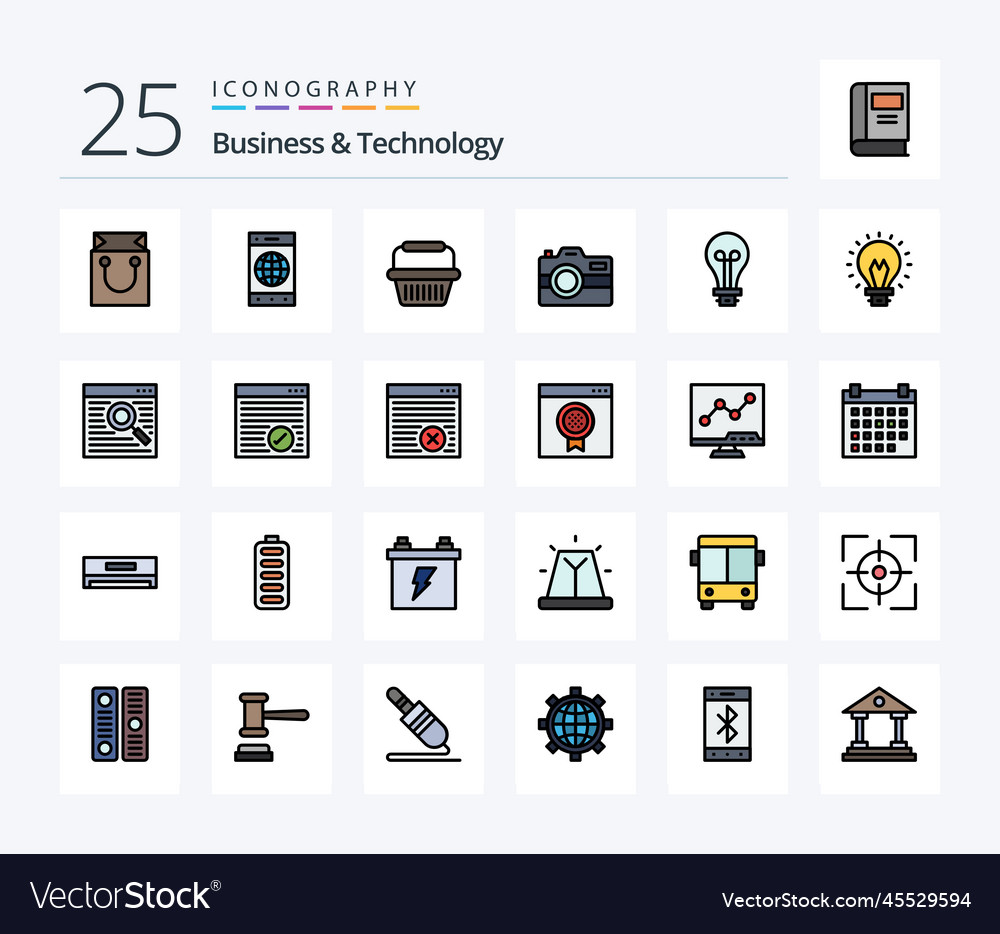 Business technology 25 line filled icon pack