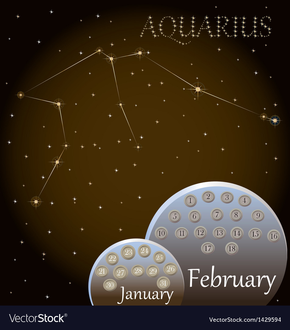 Calendar of the zodiac sign aquarius Royalty Free Vector