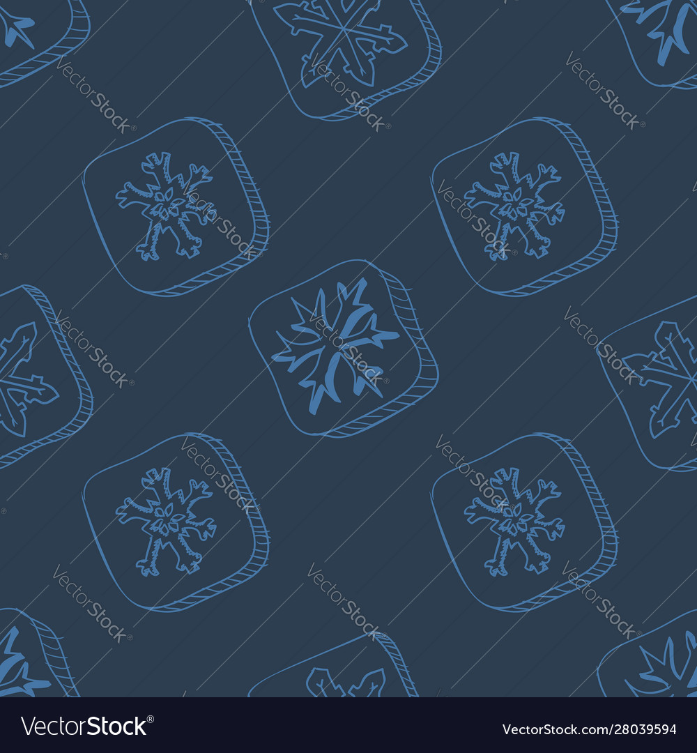 Christmas pattern with snowflake sketch