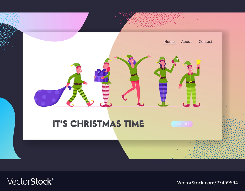 Cute playful christmas elves website landing page