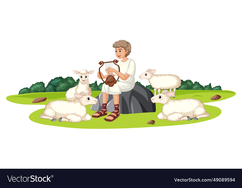 David The Shepherd A Cartoon Bible Story Vector Image David The Shepherd A Cartoon Bible Story Vector Image