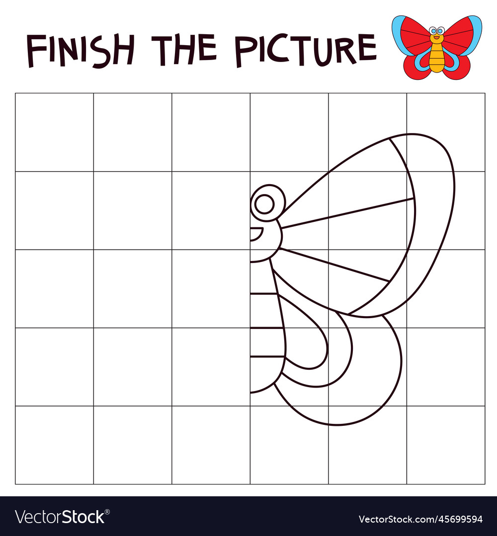 Finish the drawing of butterfly educational game