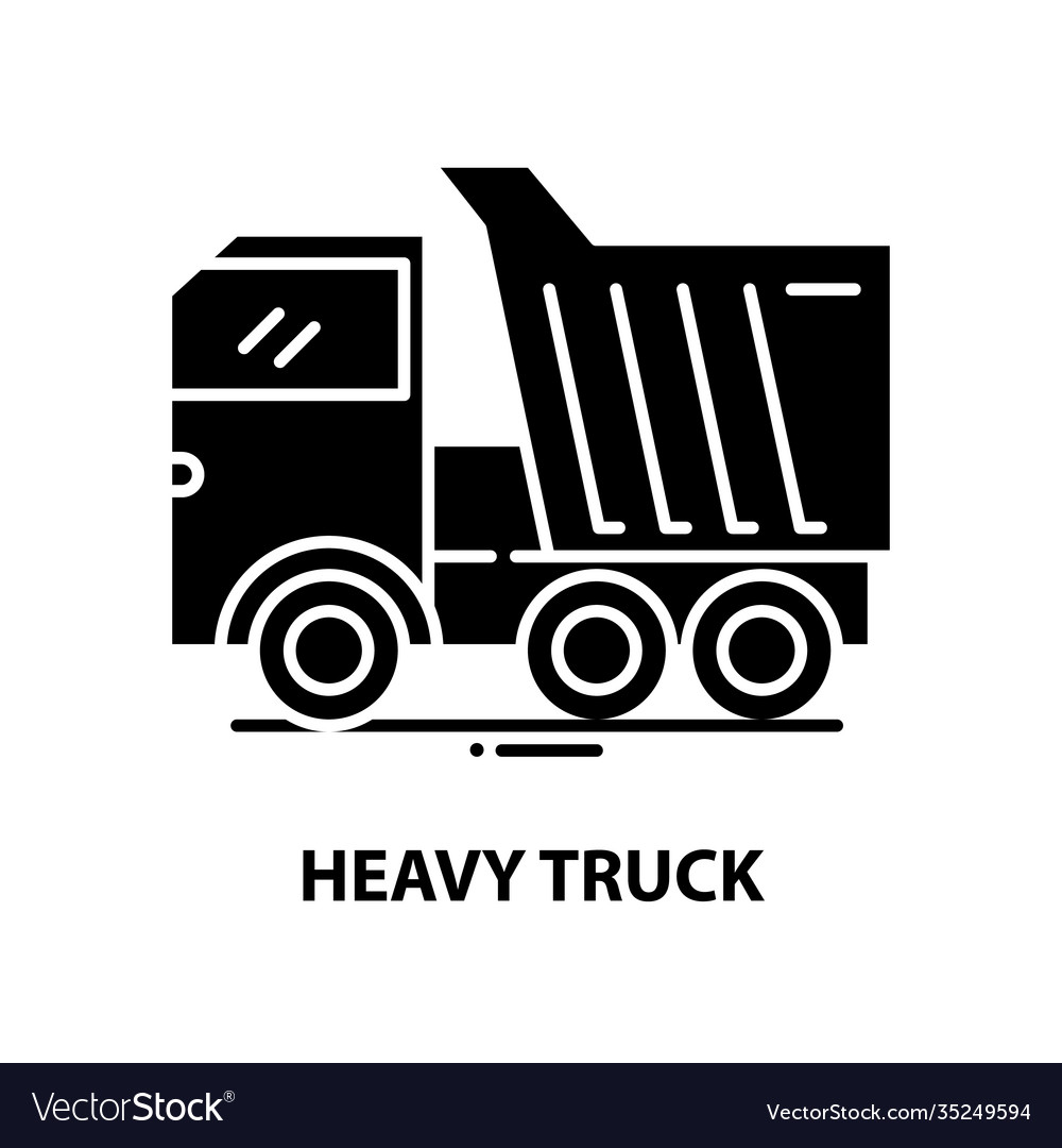 Heavy truck icon black sign with editable Vector Image