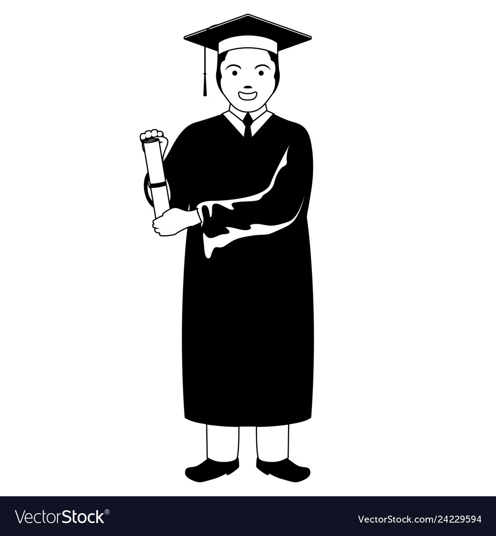 Isolated graduating man Royalty Free Vector Image