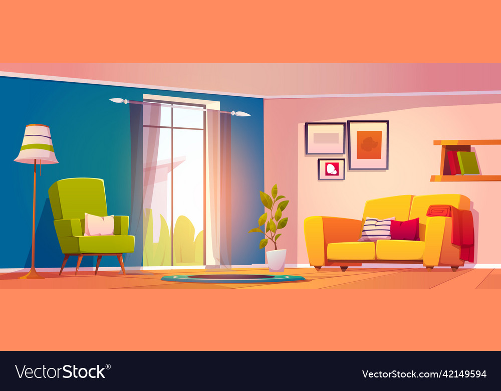 Living Room With Sofa And Armchair Royalty Free Vector Image